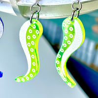 Neon Green Tentacle Earrings